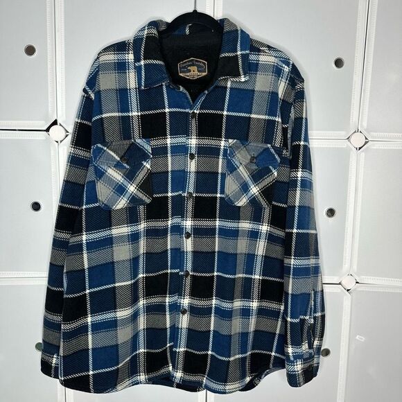 Freedom Foundry Men's Plaid Fleece Jackets Super Plush Sherpa Lined Shacket Size - Picture 2 of 10